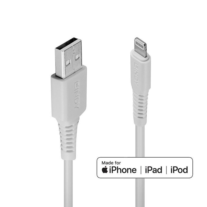 Lindy Ladekabel Apple iPhone Zurück 1m USB Typ A an Lightning Kabel, weiß