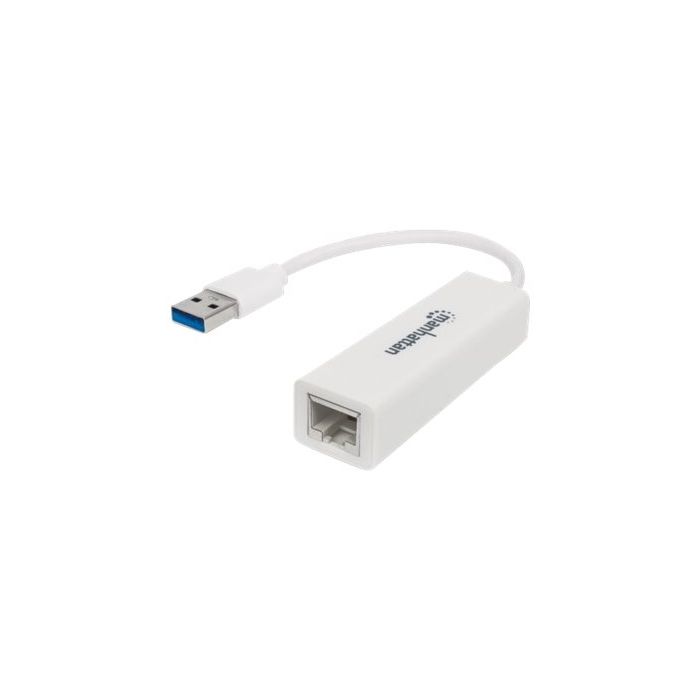 Manhattan USB-A Gigabit Network Adapter, White, 10/100/1000 Mbps Network,  USB 3.0, Equivalent to Startech USB31000SW, Ethernet, RJ45, Three Year  Warranty, Blister (506847)